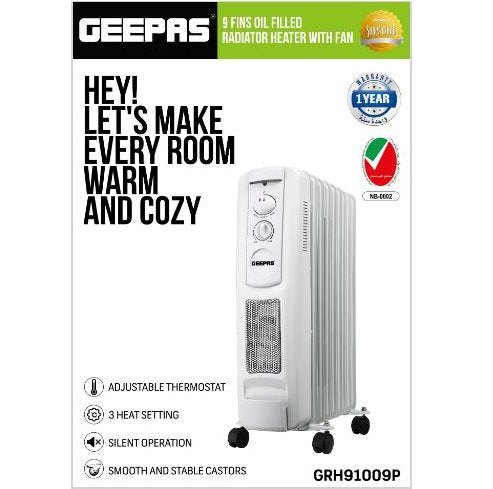 Geepas GRH91009P 9 Fins Oil Filled Radiator Heater