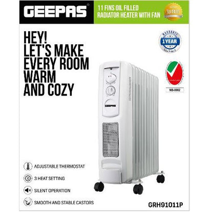 Geepas GRH91011P 11 Fins Oil Filled Radiator Heater
