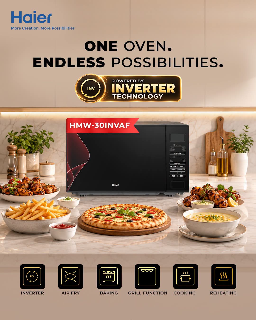 Haier HMW-30INVAF Inverter Microwave Oven