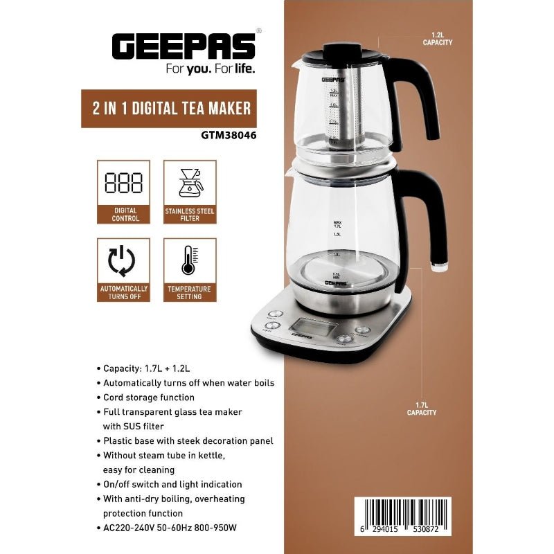 Geepas GTM38046 2-in-1 Digital Tea Maker