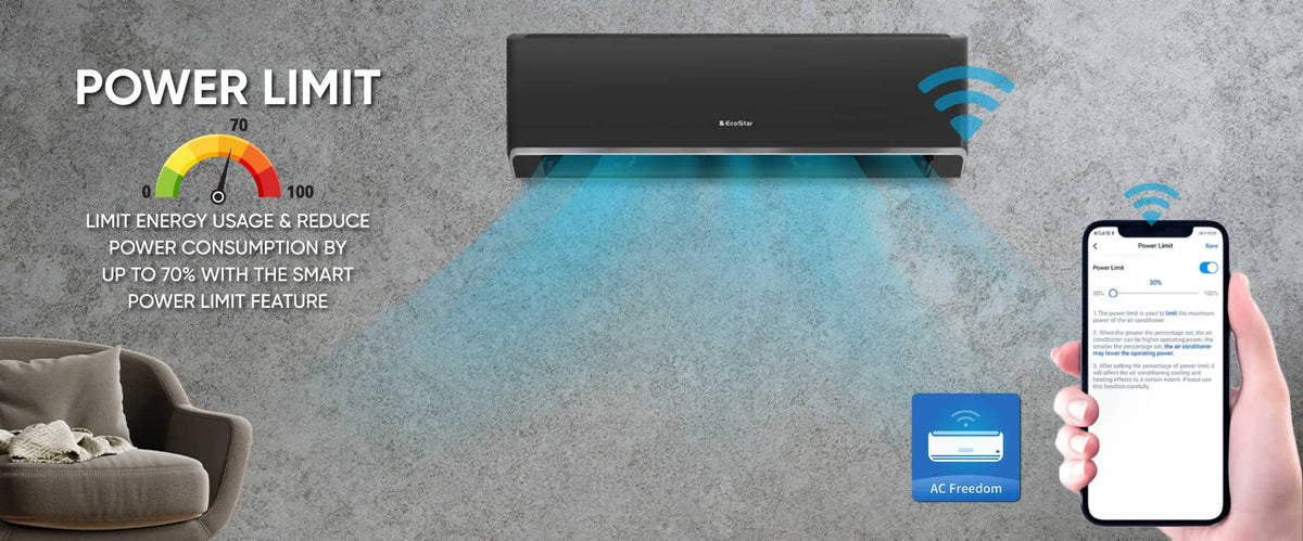 EcoStar Duke Series ES‑12DU02 1 Ton Grey Split AC