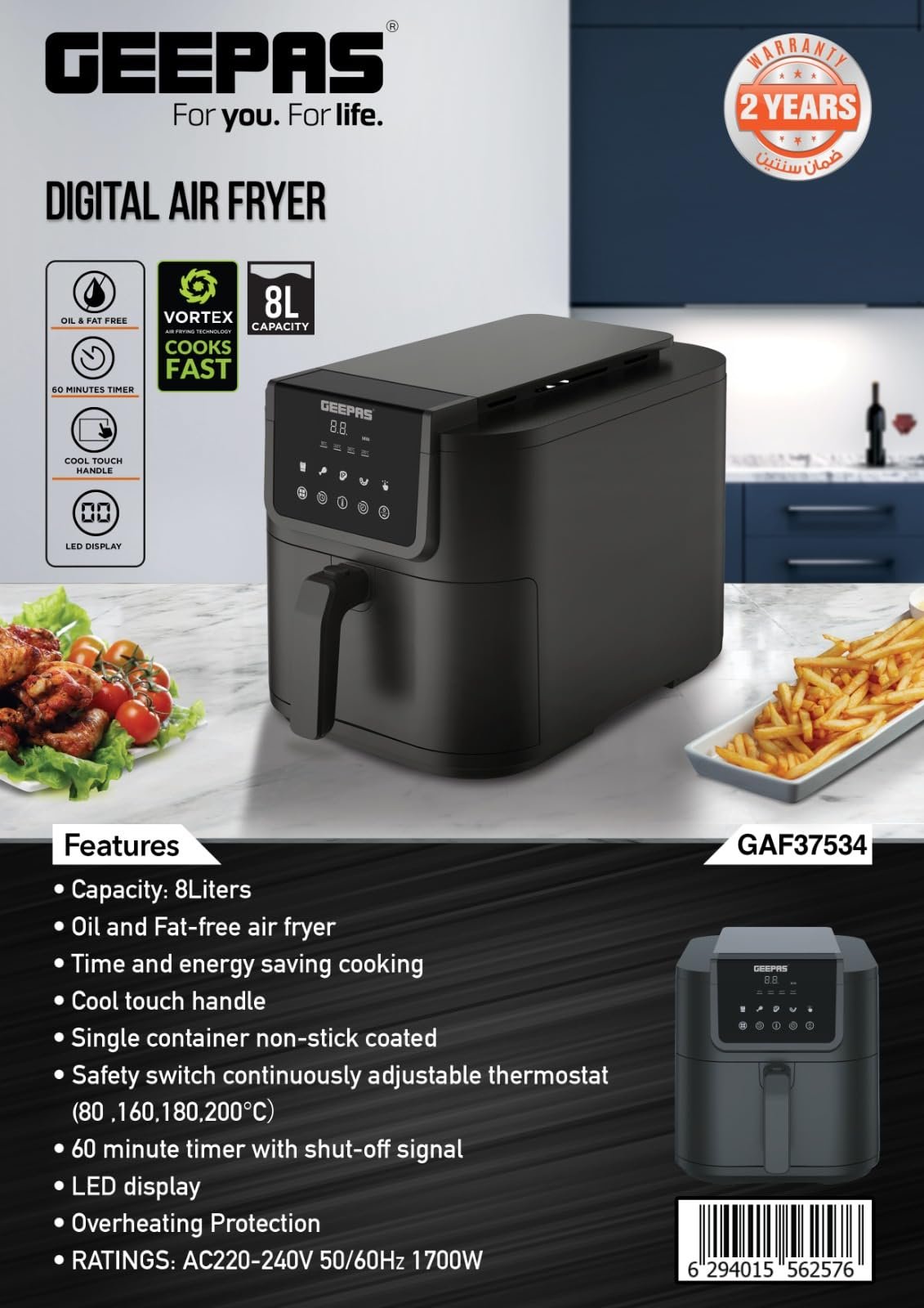 Geepas GAF37534 Digital Air Fryer
