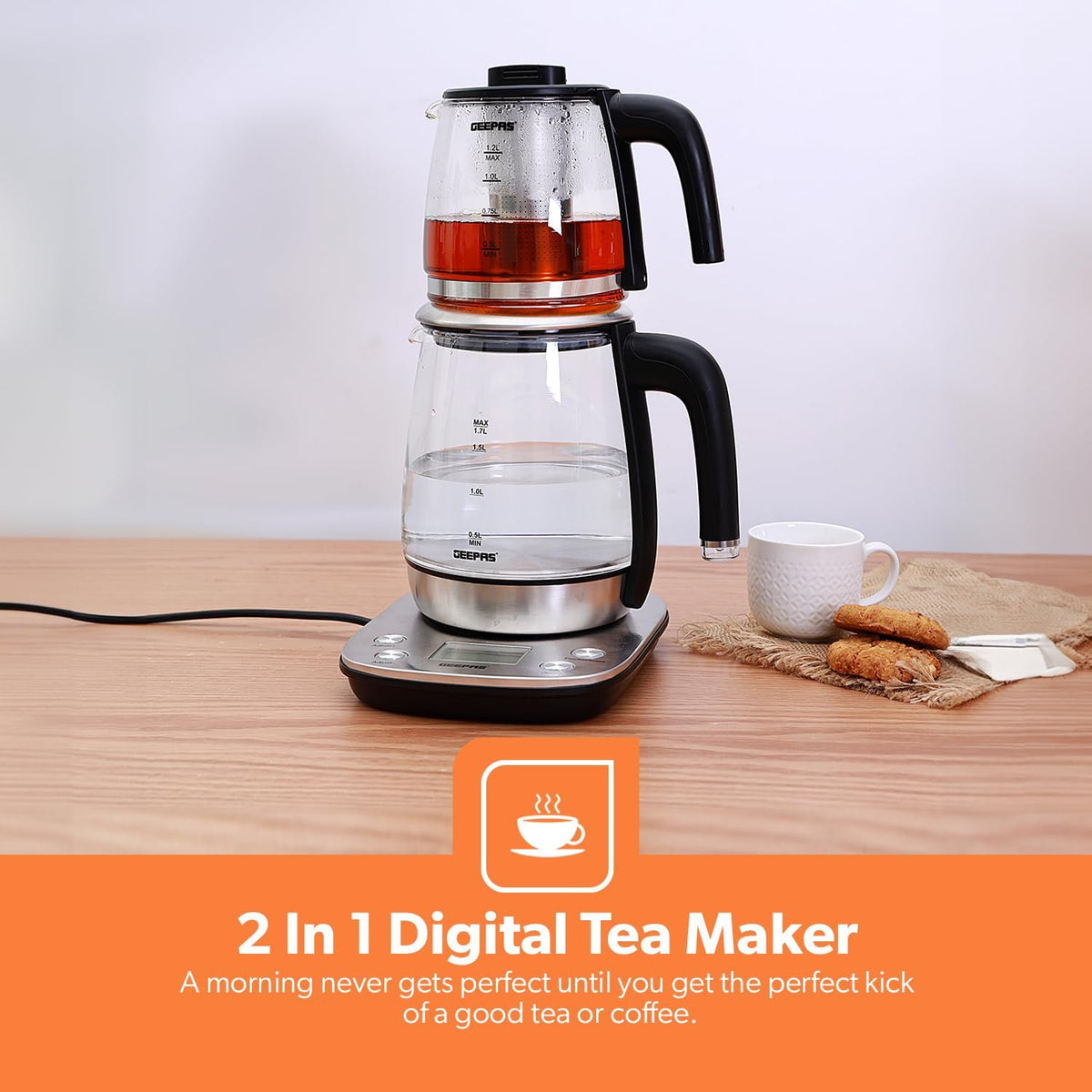 Geepas GTM38046 2-in-1 Digital Tea Maker