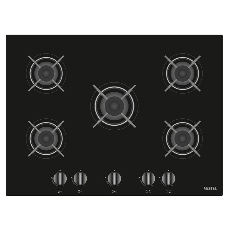 Vestel BH-7112B Black Glass Gas Hob