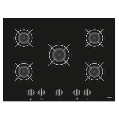 Vestel BH-7112B Black Glass Gas Hob