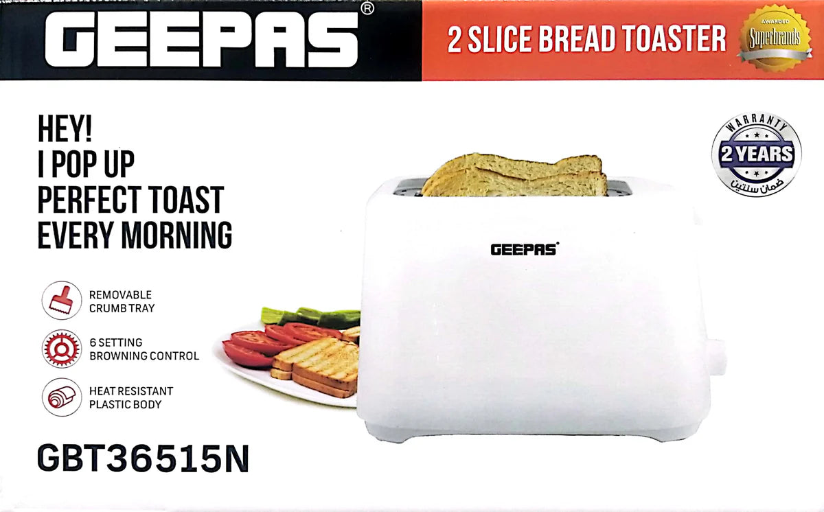 Geepas GBT36515 2 Slice Bread Toaster