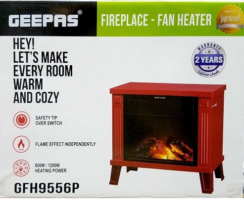 Geepas GFH9556P Fireplace Fan Heater