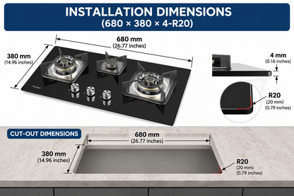 Haier HCC-Q67366 3 Burner Gas Hob