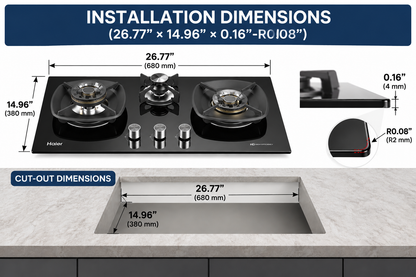 Haier HCC-Q88396B 3 Burner Bluetooth Hob