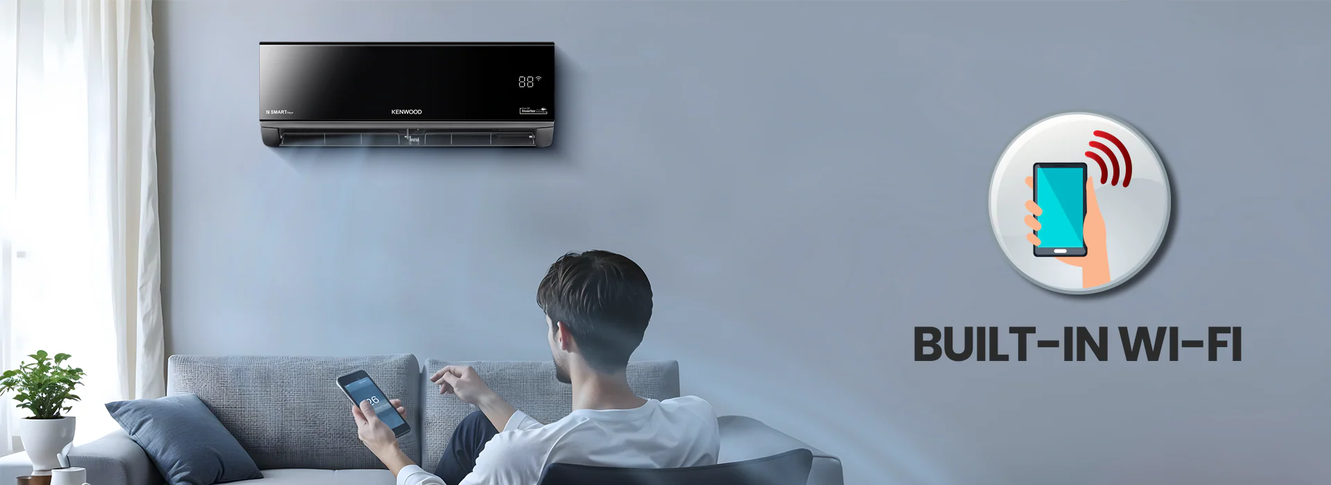 Kenwood KES‑1866S E‑Smart Onyx 1.5 Ton Inverter Split AC