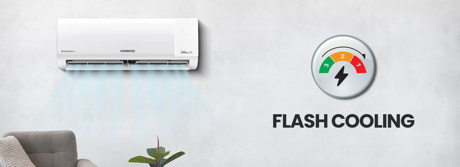 Kenwood KEC‑1267S E‑Comfort Pro 1 Ton Inverter Split AC