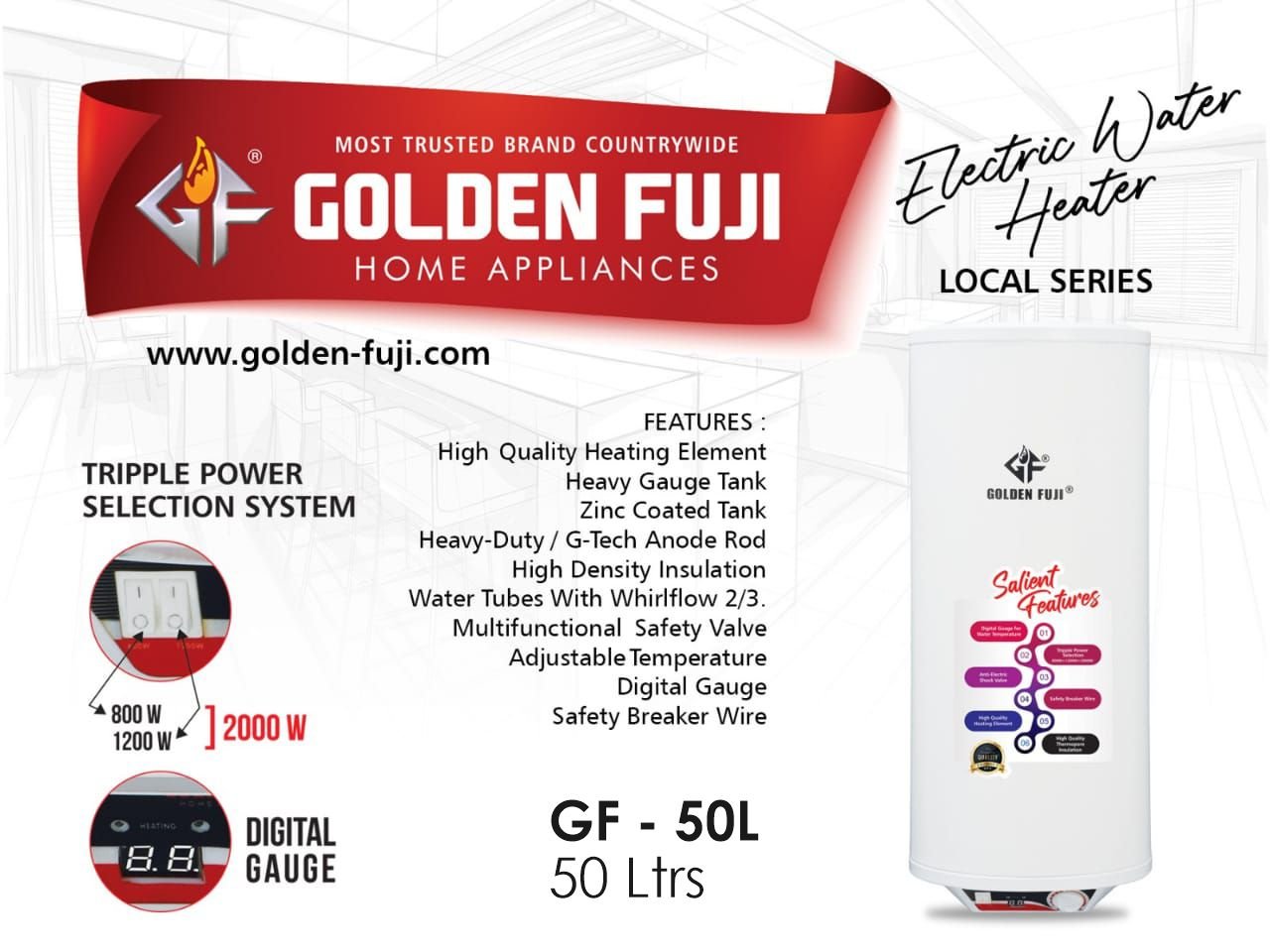 Golden Fuji GF-50L Electric Water Geyser