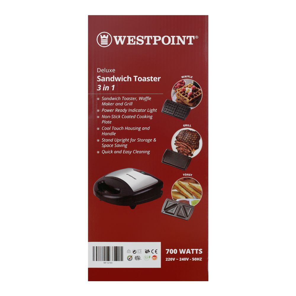 WestPoint WF‑6193 3‑in‑1 Sandwich Toaster