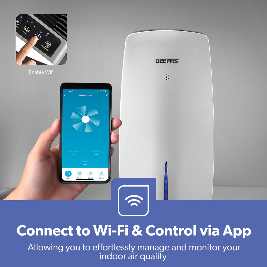 Geepas GAP63073UK Digital Air Purifier & Humidifier