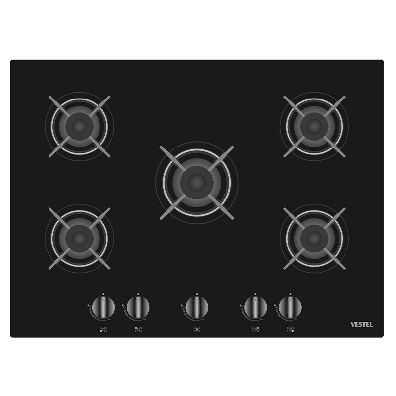 Vestel BH-7112B Black Glass Gas Hob - Image 3