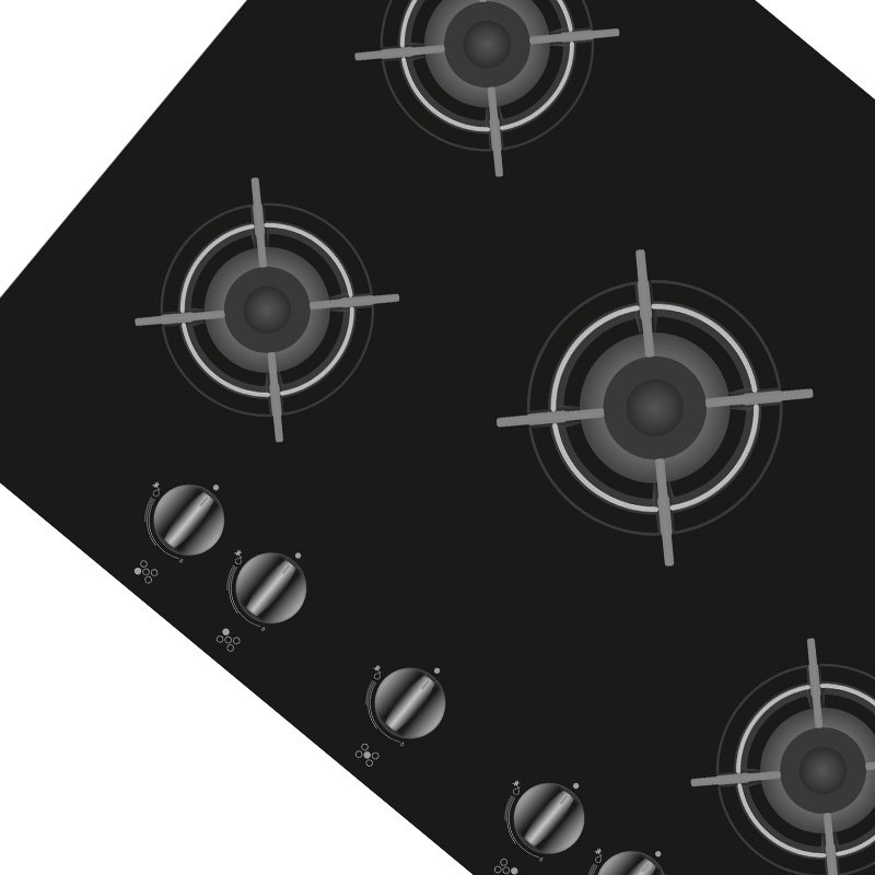 Vestel BH-7112B Black Glass Gas Hob