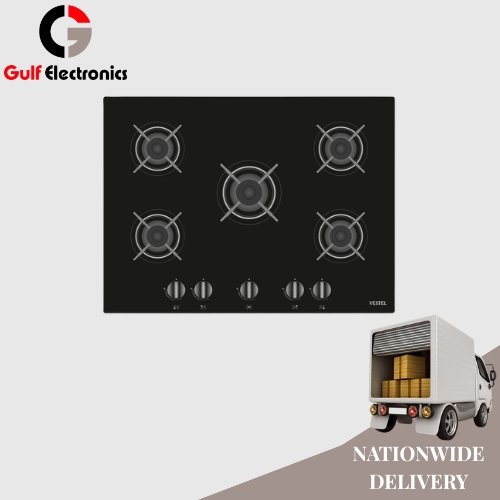 Vestel BH-7112B Black Glass Gas Hob